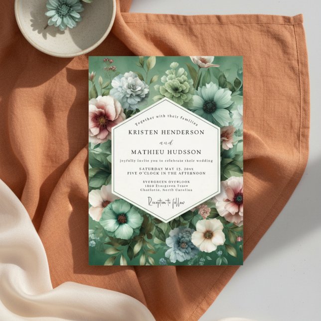 Sage Floral Nostalgia Wedding Invitation (Creator Uploaded)
