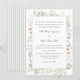 Sage Floral Romance Invitation