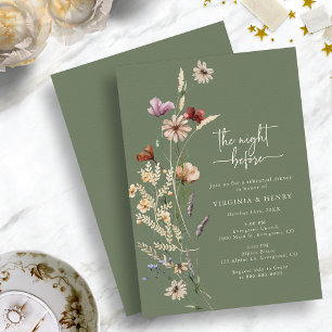 Sage Floral The Night Before Rehearsal Dinner Invitation