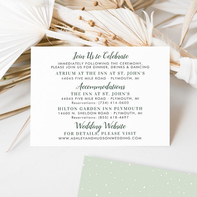Sage Floral Wedding Weekend Information Enclosure Card (Creator Uploaded)