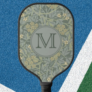 Sage Floral William Morris Custom Initial Ladies Pickleball Paddle