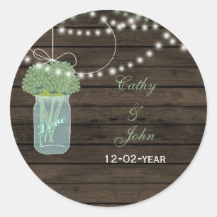 sage flowers mason jar wedding favour stickers