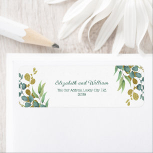  Sage Foliage And Gold Wedding Return Address Return Address Label