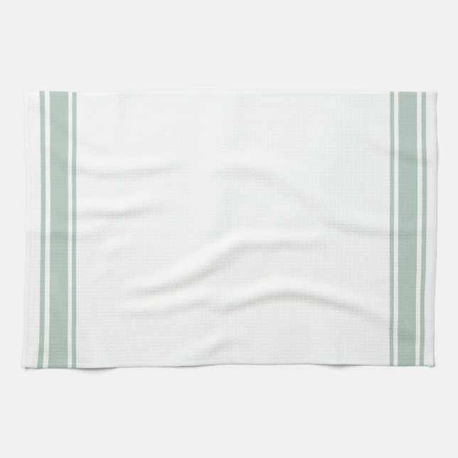 Sage French Style Stripe Kitchen Tea Towel (Horizontal)