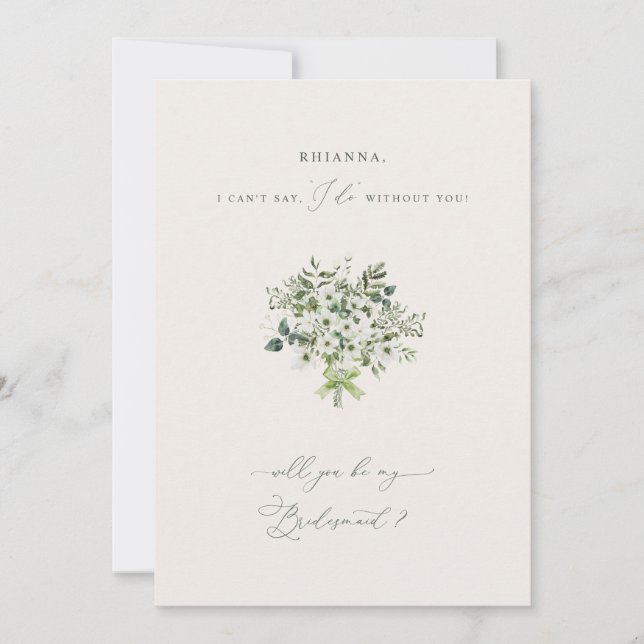 Sage Garden Bridesmaid Proposal Invitation Card (Front)