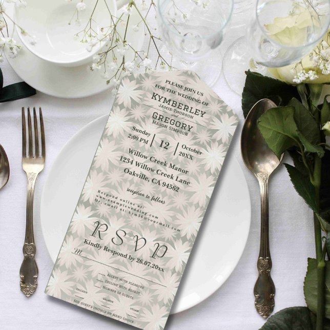 Sage Geometric Floral Pattern Website Email Retro All In One Invitation (Creator Uploaded)