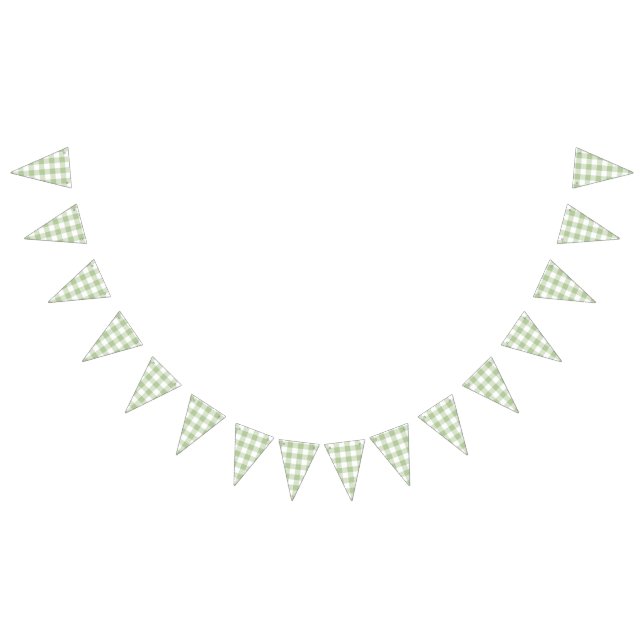 Sage Gingham Country Wedding Bunting (All)