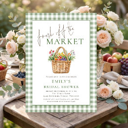 Sage Gingham Fresh off Market Bridal Shower Invitation