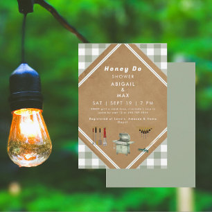 Sage Gingham Honey Do Shower II Invitation