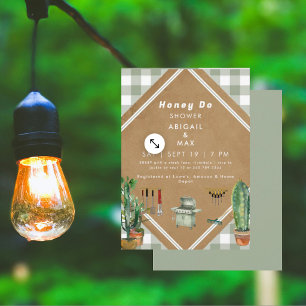 Sage Gingham Honey Do Shower Invitation
