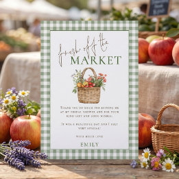 Sage Gingham Market Bridal Shower Thank You Card