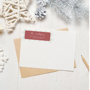 Sage Gingham Red Christmas Return Address Labels