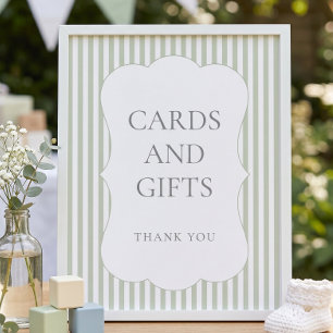 Sage Gingham Scalloped Border Welcome Baby Shower Poster