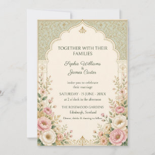 Sage Gold Arch Floral Wedding Invitation