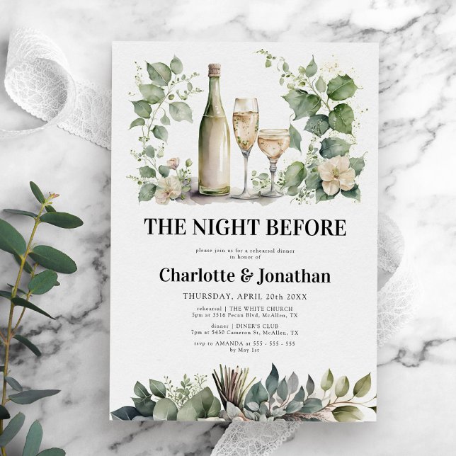 Sage & Gold Elegant Greenery Rehearsal Dinner Invitation (Creator Uploaded)