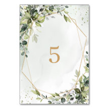 Sage gold eucalyptus geometric wedding table sign