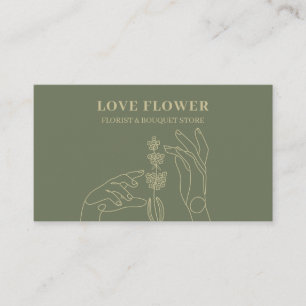 Sage Gold Florist Botanical Hands Hold Business Card