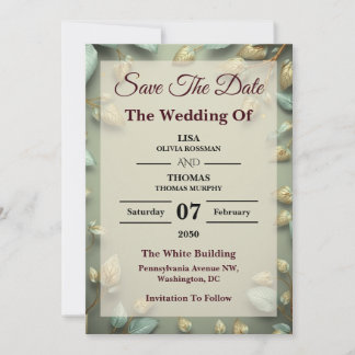 Sage Gold Luxe Greenery Wedding Save The Date
