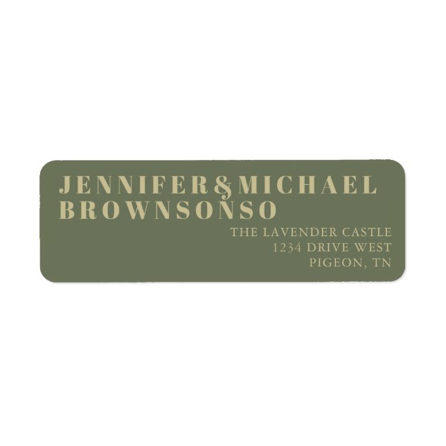 Sage Gold Minimalistic Wedding Return Address Label (Front)