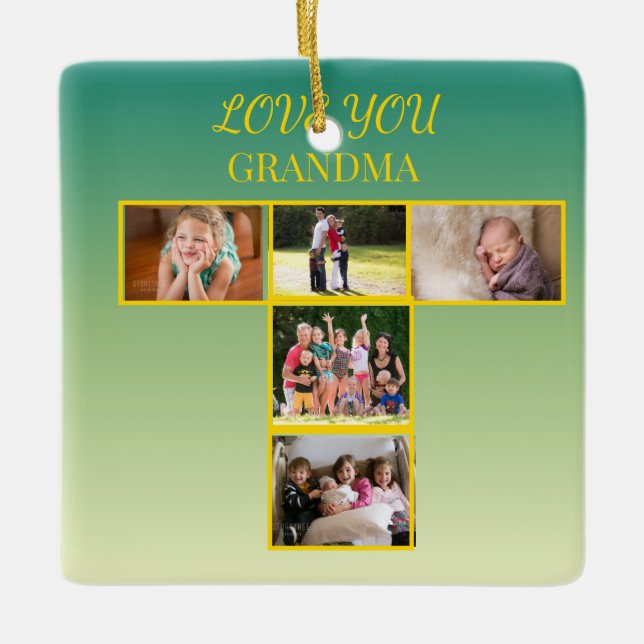 Sage Gold T-Collage Ornament Design (Front)