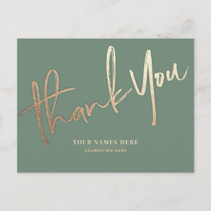 Sage Gold Thank You Elegant Universal Postcard