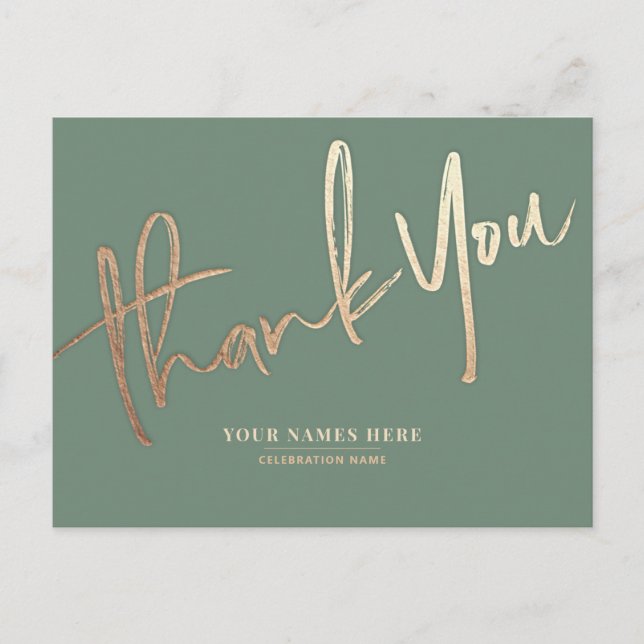 Sage Gold Thank You Elegant Universal Postcard (Front)