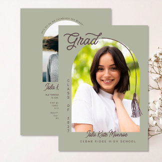 Sage Grad Announcement and Invitation with Photo