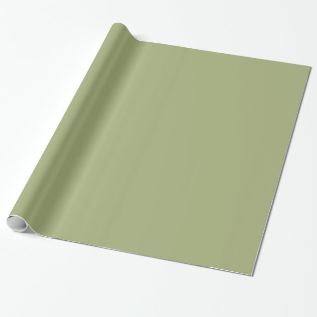 Sage Grass Green Solid Colour Wrapping Paper (Unrolled)
