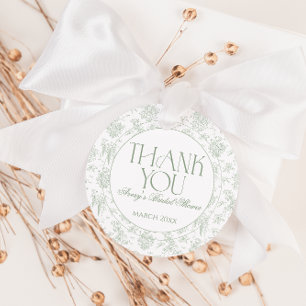 Sage Gree Toile Floral Vintage Bridal Shower Favour Tags