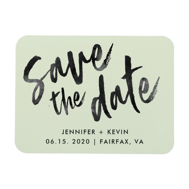 Sage Gree Wedding Calligraphy Save the Date Magnet (Horizontal)