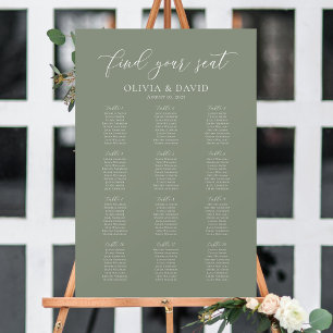Sage Green 12 Tables Find Your Seat  Seating Chart
