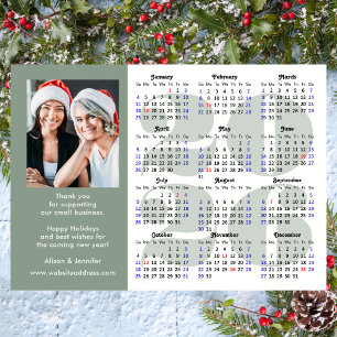 Sage Green 2025 Calendar Business Photo Magnetic