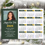 Sage Green 2025 Calendar Business Simple Magnetic<br><div class="desc">Sage Green 2025 Calendar Hand-written Script 'Happy New Year' Modern Business Photo Holiday Magnetic Card featuring 2024 Calendar with public holidays. All the texts are pre-arranged for you to personalise easily and quickly with your own details.</div>