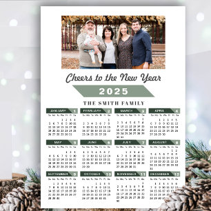 Sage Green 2025 Calendar Minimalist Photo Magnetic