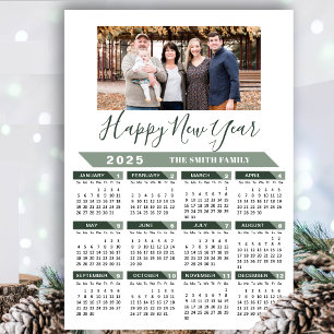 Sage Green 2025 Calendar Minimalist Photo Magnetic