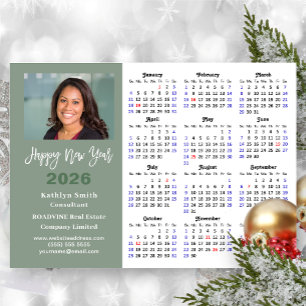Sage Green 2025 Calendar Modern Business Magnetic
