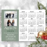 Sage Green 2025 Calendar Modern Corporate Magnetic<br><div class="desc">2025 Calendar Sage Green Hand-written Script 'Happy New Year' Modern 2 Photo Business Holiday Magnetic Card featuring 2024 Calendar with public holidays. All the texts are pre-arranged for you to personalise easily and quickly with your own details.</div>
