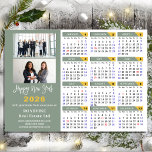 Sage Green 2026 Calendar Business 2 Photo Magnetic<br><div class="desc">sage Green 2026 Calendar Hand-written Script 'Happy New Year' Modern 2 Photo Business Holiday Magnetic Card featuring 2026 Calendar with public holidays. All the texts are pre-arranged for you to personalise easily and quickly with your own details.</div>