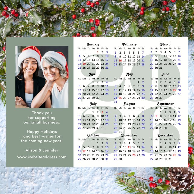Sage Green 2026 Calendar Business Photo Magnetic (Creator Uploaded)