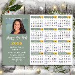Sage Green 2026 Calendar Business Simple Magnetic<br><div class="desc">Sage Green 2026 Calendar Hand-written Script 'Happy New Year' Modern Business Photo Holiday Magnetic Card featuring 2026 Calendar with public holidays. All the texts are pre-arranged for you to personalise easily and quickly with your own details.</div>