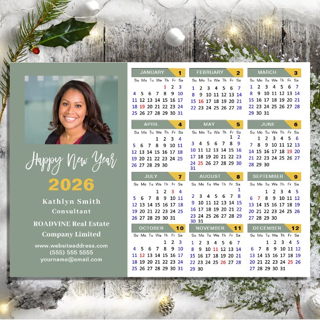 Sage Green 2026 Calendar Business Simple Magnetic (Creator Uploaded)