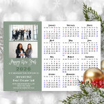 Sage Green 2026 Calendar Modern Corporate Magnetic<br><div class="desc">2026 Calendar Sage Green Hand-written Script 'Happy New Year' Modern 2 Photo Business Holiday Magnetic Card featuring 2026 Calendar with public holidays. All the texts are pre-arranged for you to personalise easily and quickly with your own details.</div>