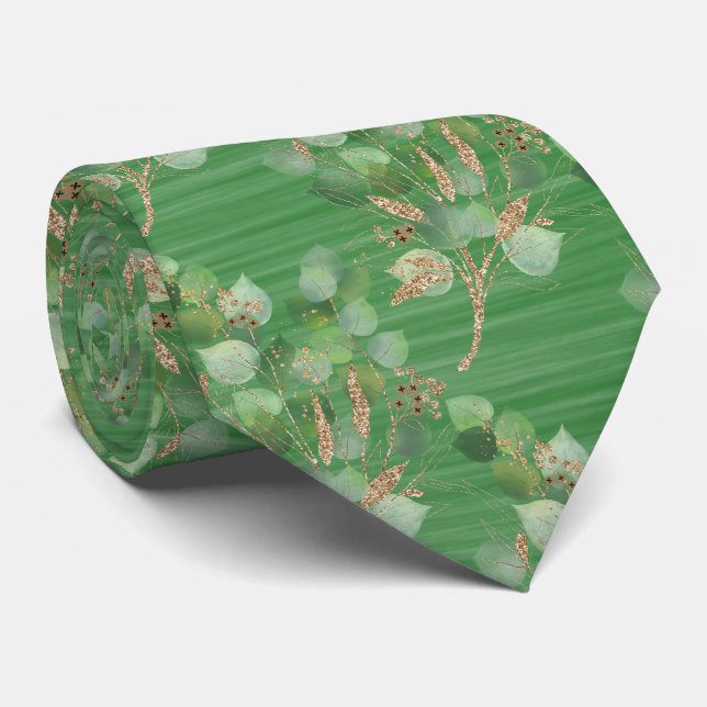 SAGE GREEN 2 BOTANICAL EUCALYPTUS  MENS TIE (Rolled)
