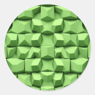 Sage Green 3D Geometric Cube Pattern Classic Round Sticker