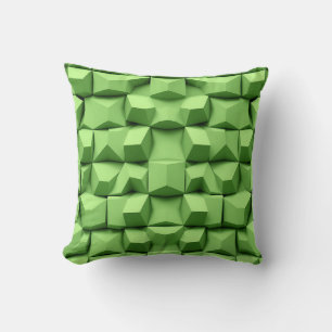 Sage Green 3D Geometric Cube Pattern Cushion