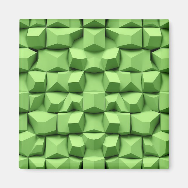 Sage Green 3D Geometric Cube Pattern Magnet (Front)
