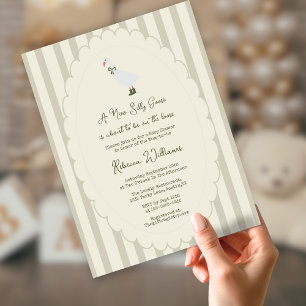 Sage Green a new Silly Goose Baby Shower Invitation
