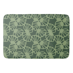 Sage Green Abstract Coral Floral Seamless Pattern Bath Mat