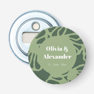 Sage Green Abstract Coral Floral Seamless Pattern Bottle Opener