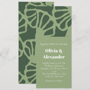 Sage Green Abstract Coral Floral Seamless Pattern Invitation